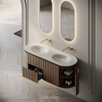 Belgravia II Double Vanity Unit & Stone Basin 1400mm Smoked Oak